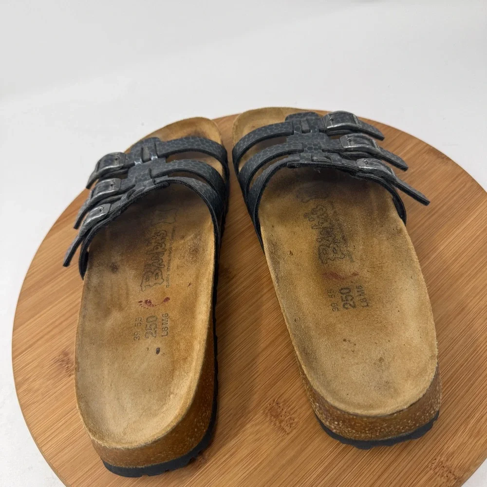 Birki's Birkenstock Xenia Gray Snakeprint Sandals Comfort Boho Womens 39 US 8